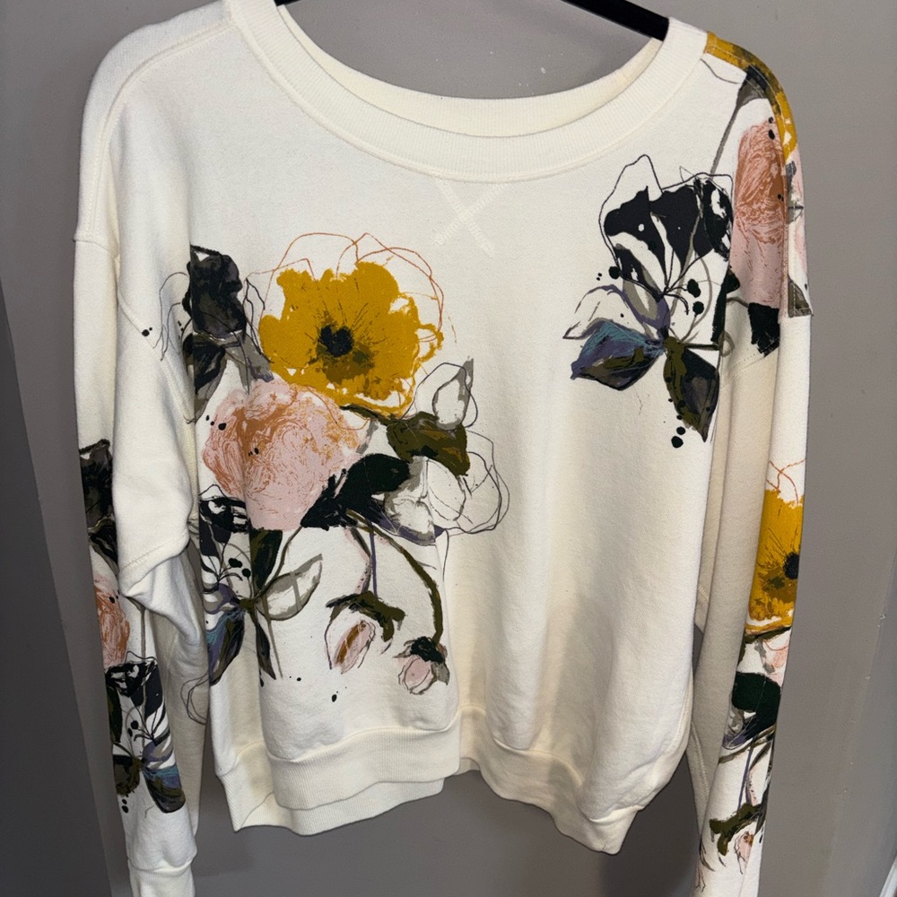 Anthropology PILCRO Niki Bubble Floral Sweatshirt